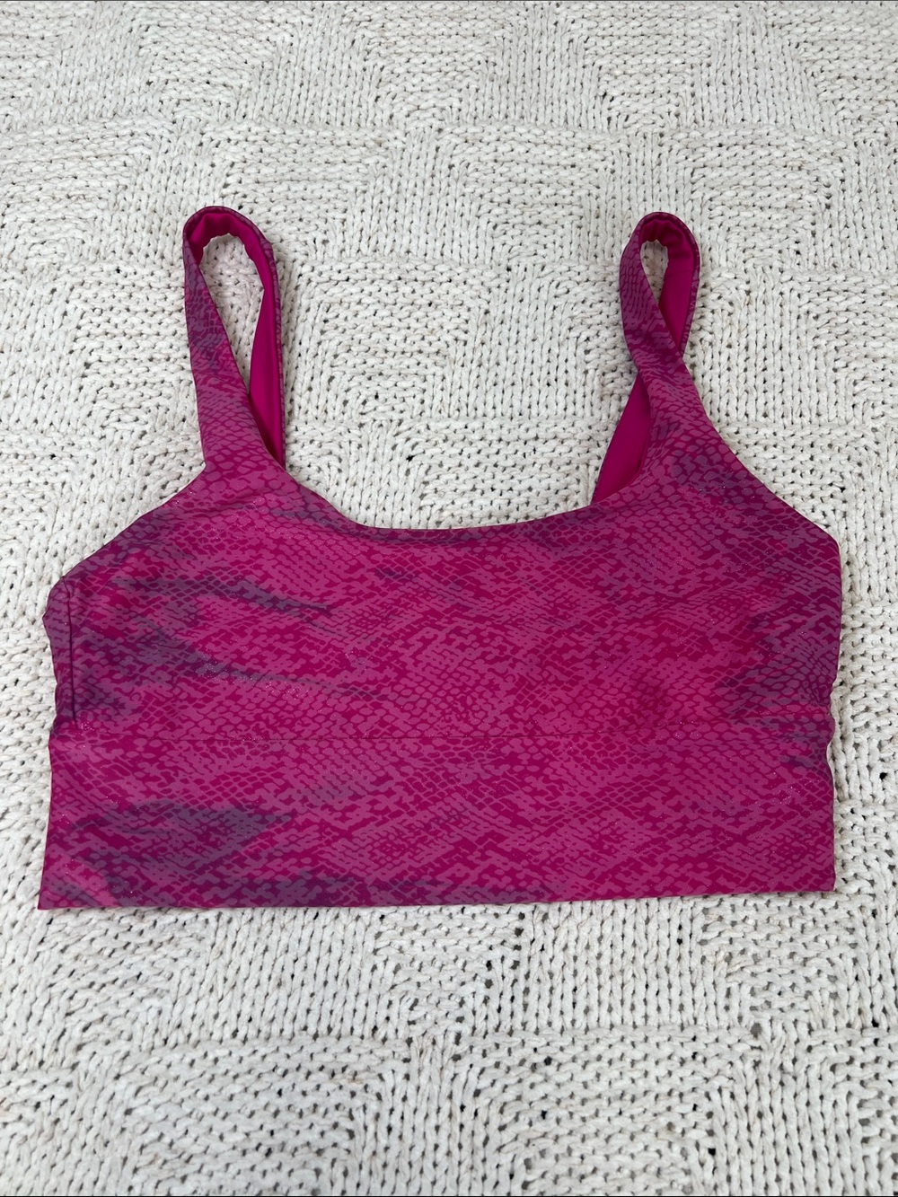 Beach Riot Fuchsia-Pink Patterned Sports Bra